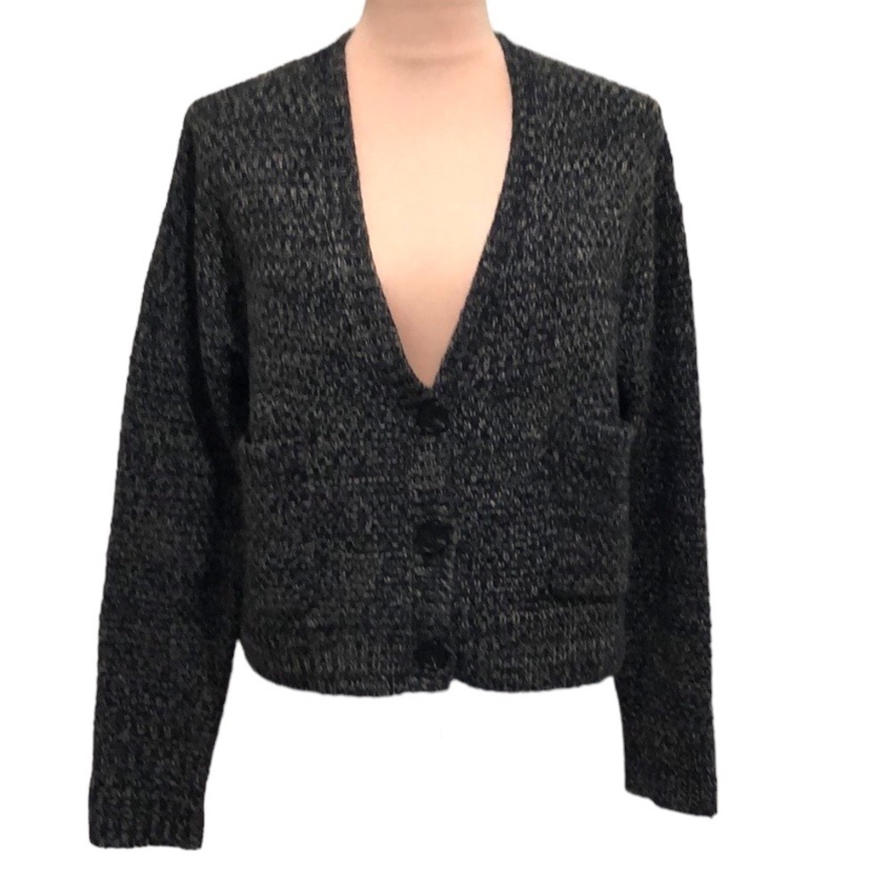Revolve John + Jenn Cardigan Sweater Size Size Medium Black Brown Marled Knit